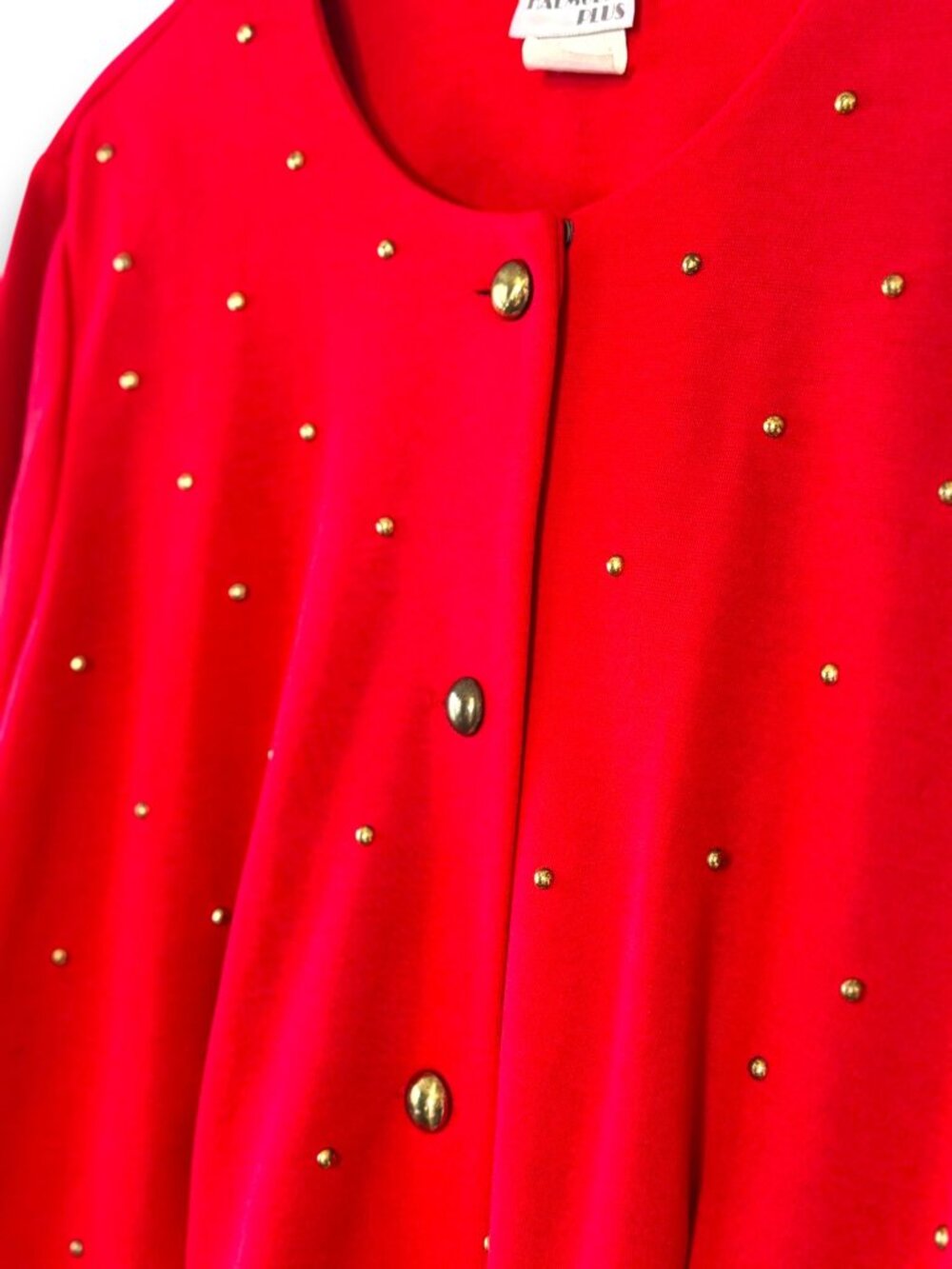 Vintage Halmode Plus Red Studded Button Front Blouse 80s 90s - Picture 4 of 12